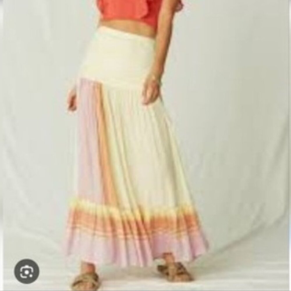 Jen's Pirate Booty Lia Maxi Skirt Yellow Pink Carnaval Stripe Boho Summer